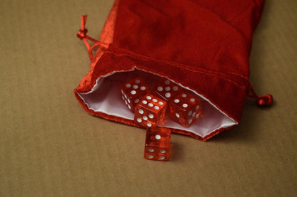 NEW Large Red Velvet RPG Game Dice Bag w/ White Satin Lining Counter Pouch Gift