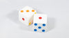 NEW 2 Jumbo 25mm 1 inch White Dice Pair RPG D6 Koplow Large Huge Rainbow Pips
