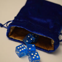 Large Blue Velvet Gift Bag RPG Game Dice Bag w/ GOLD Velvet Lining Counter Pouch