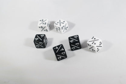 White & Black D6 MTG +1 & -1 Counter Dice - 6 Pack - Magic: The Gathering DnD