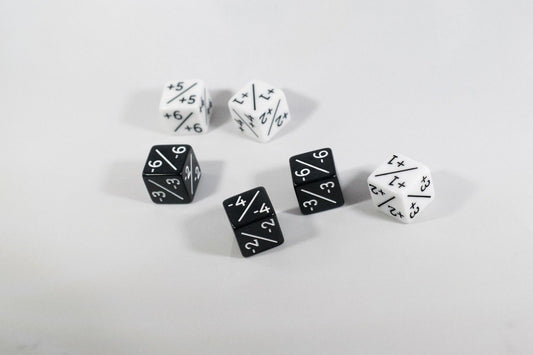 White & Black D6 MTG +1 & -1 Counter Dice - 6 Pack - Magic: The Gathering DnD