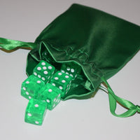 Large Green Satin Gift Bag Game Dice Bag  Counter Pouch 4" x 6" New Soft Gifts