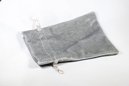 Silver Velvet Gift Dice Bag 4" x 6" Dice Bag | grey Velvet Counter Pouch