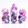 Black White Blend 7-Dice Mini-Dice RPG Set w/Purple Numbers Miniature Dice