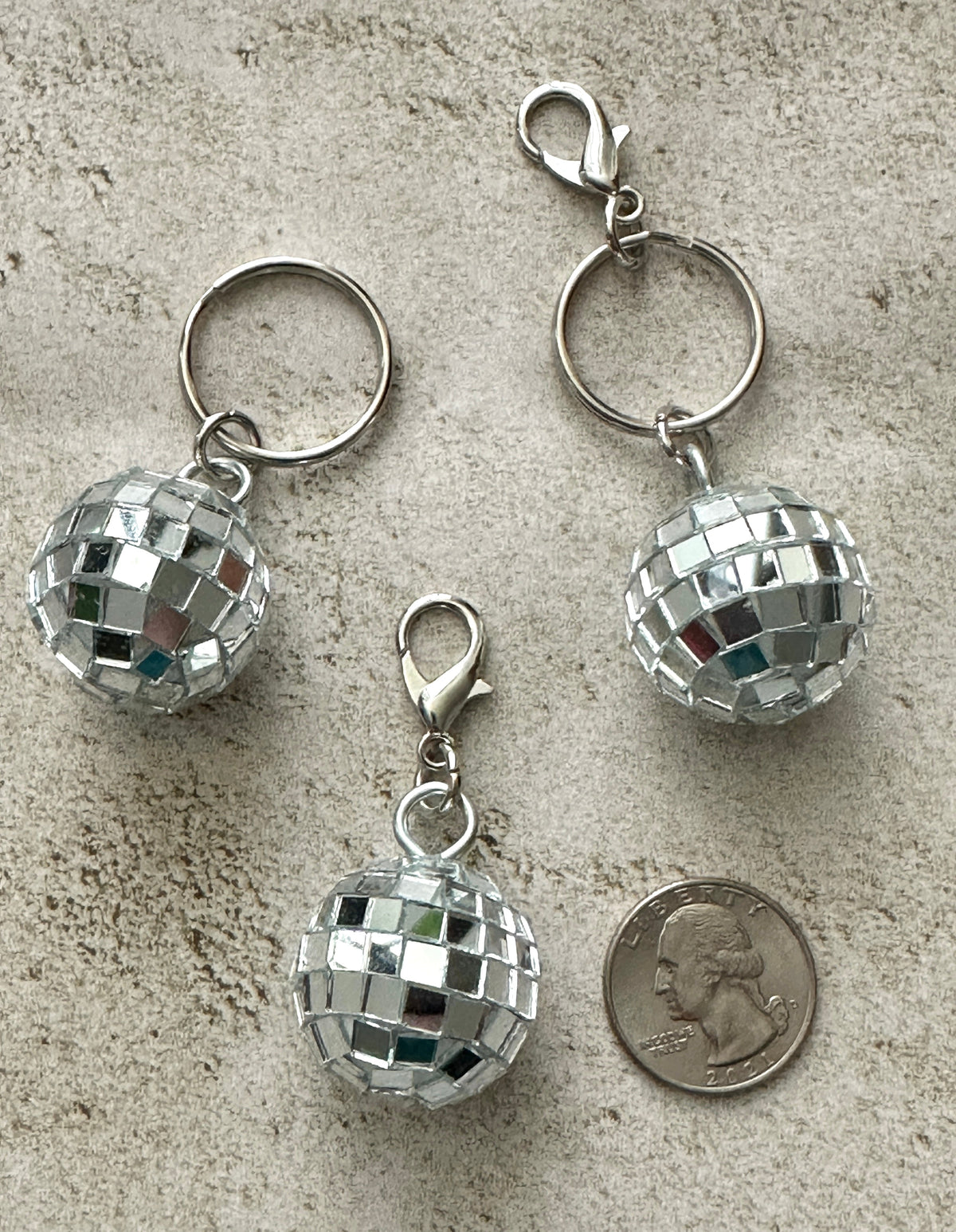 Retro Disco Ball Zipper Pull Bag Charm Keychain