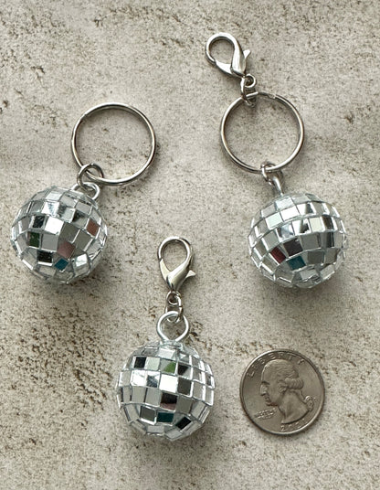 Retro Disco Ball Zipper Pull Bag Charm Keychain