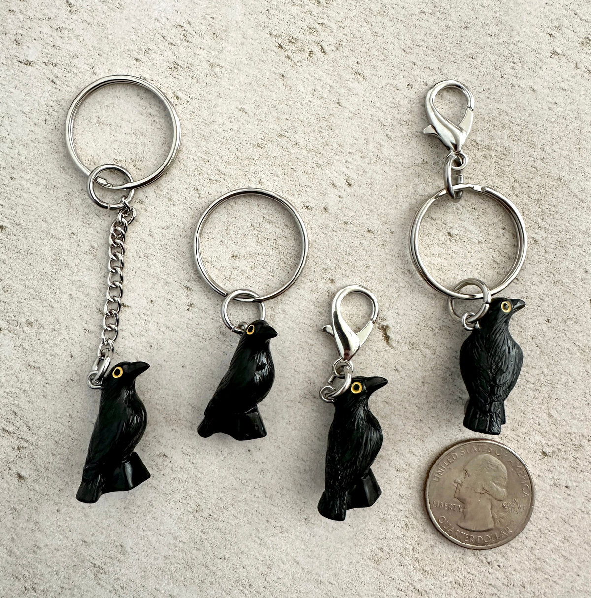 Crow Raven Bag Charm Keychain – Spooky Zipper Pull for Goths, Witches & Horror Fans