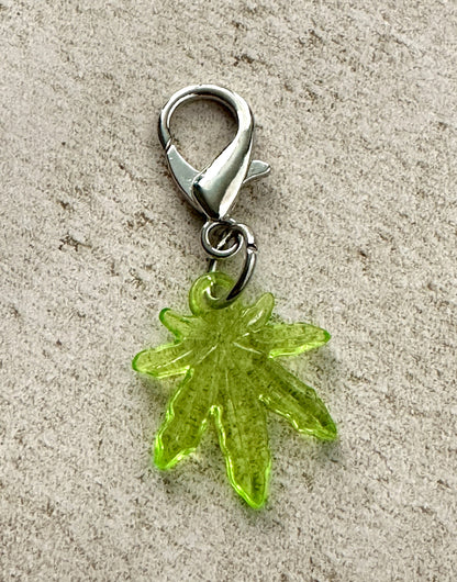 Cannabis Leaf Keychain, Weed Marijuana Stoner Bag Charm Keychain