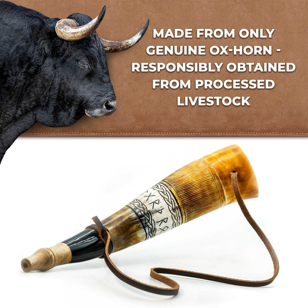 Viking War Horn – Handcrafted Natural Battle Horn for LARP & Reenactment