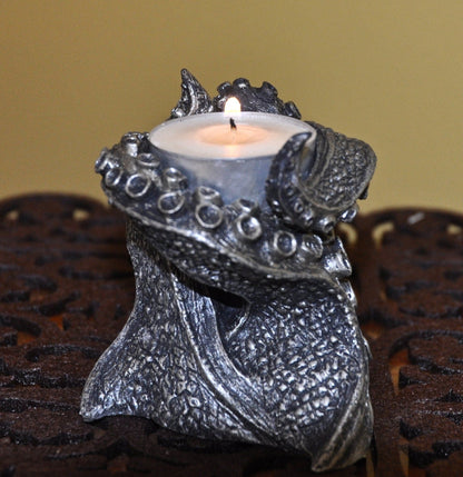 Kraken Tentacles Tea Light Holder, Hand Sculpted Resin Sculpture | Lovecraftian Tentacle Tea Light for Nautical Gift and Gothic Home Decor