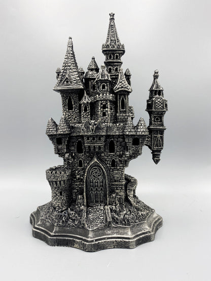 Castle Dracula, Gothic Hand Painted Resin Sculpture with LED Tea Light |Vampire Lair Gothic Statue |Gift for Gamers and Spooky Home Decor