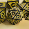Yellow Magic Flame 7-Dice Set DND RPG Dice Black w/Color Fill