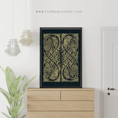 Celtic Knot Intertwined Birds Fine Art Print Book of Kells