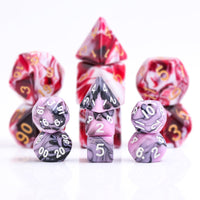 Black Pink Blend 7-Dice Mini-Dice RPG Set w/White Numbers Miniature Dice