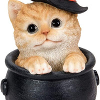 Halloween Witches's Orange Tabby in Cauldron