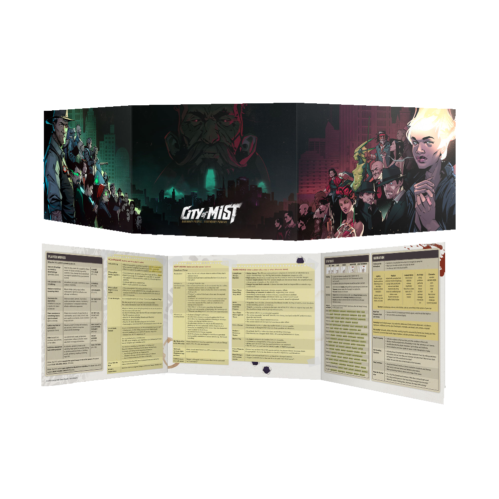 City of Mist MC Screen — 3-Panel Illustrated Game Master Screen