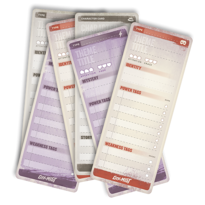City of Mist Character & Theme Cards — 60 Dry-Erase Tracking Cards