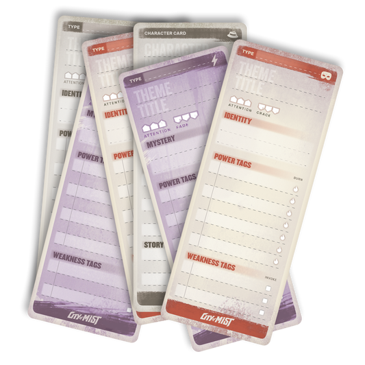 City of Mist Character & Theme Cards — 60 Dry-Erase Tracking Cards