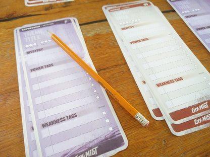 City of Mist Character & Theme Cards — 60 Dry-Erase Tracking Cards