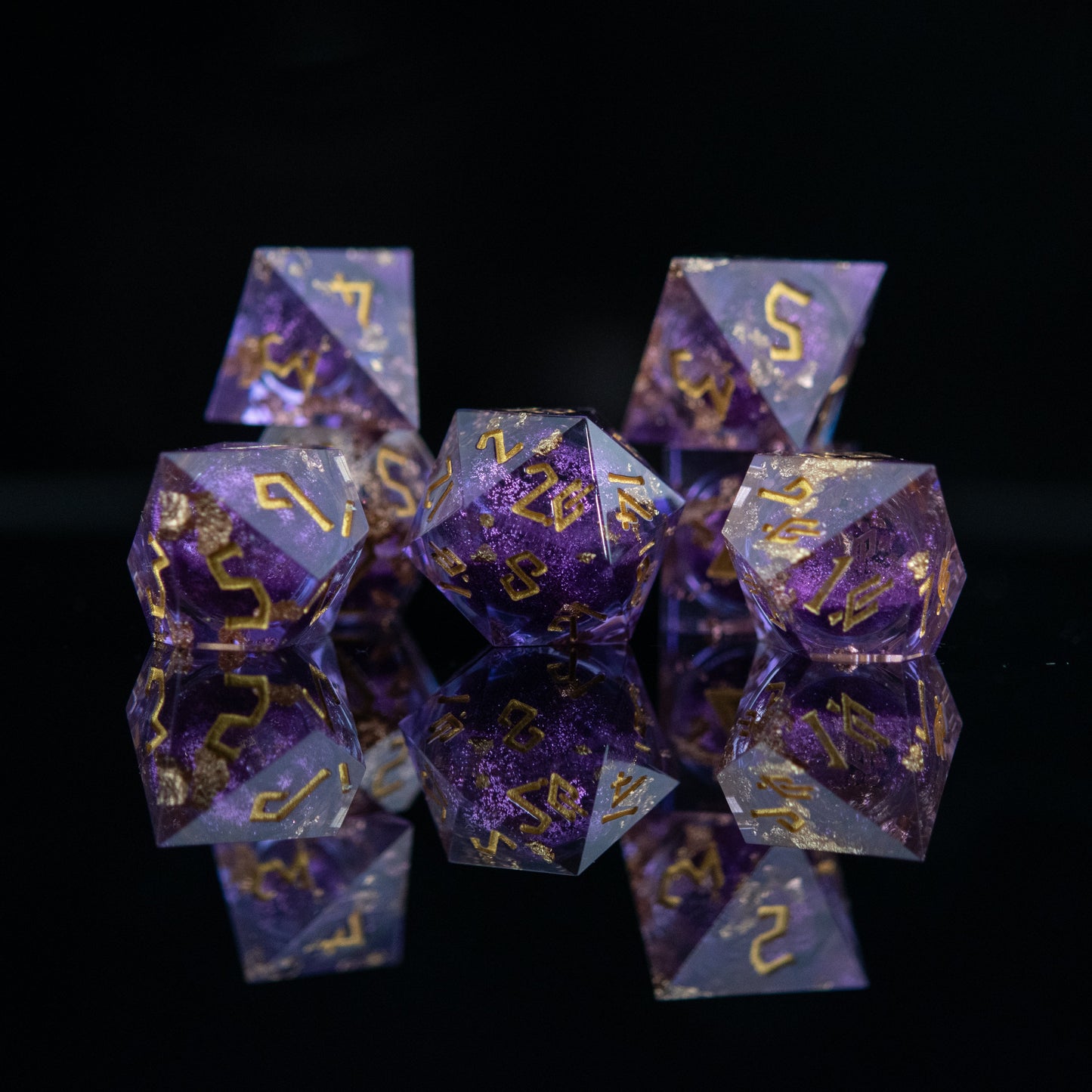 Purple Mage Liquid Core Dice Set – 7-Piece Polyhedral RPG Dice