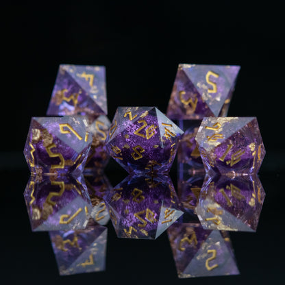 Purple Mage Liquid Core Dice Set – 7-Piece Polyhedral RPG Dice