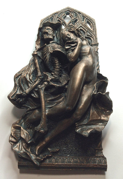 Death and the Maiden Wall Plaque, Half Scale Resin Sculpture | Gothic Medieval Wall Art |  Classical Death Statue for Gothic Home Decor