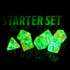 Rebirth 7-Dice Set Green/Pink w/White Numbers Dnd Dice Set (Blacklight reactive)