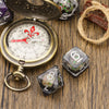 Compass Dice 7-Dice Set Clear w/ Moving Compass Inside Glitter Base Dnd