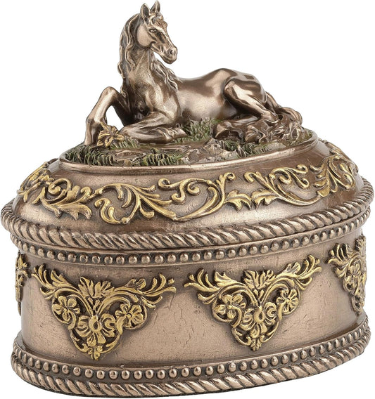 Lying Horse Oval Trinket Box