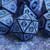 Blue Magic Flame 7-Dice Set DND RPG Dice Black w/Color Fill