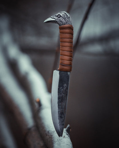 Raven Hilt Knife – Hand-Forged Viking Utility Knife with 5.5" Blade