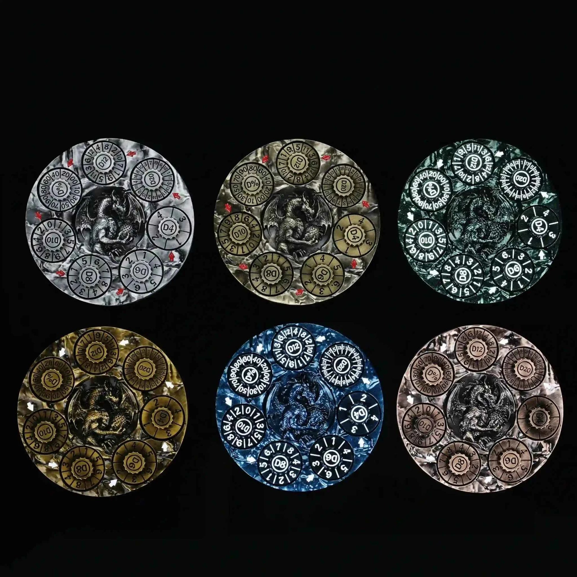 Unique Dice Spinner: 7-in-1 Metal 3D Relief Dragon DND Roulette Dice Spinner