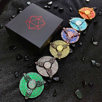 Three Dragon Head Metal Fidget Spinner DND Dice — Roulette Spin Dice for TTRPG