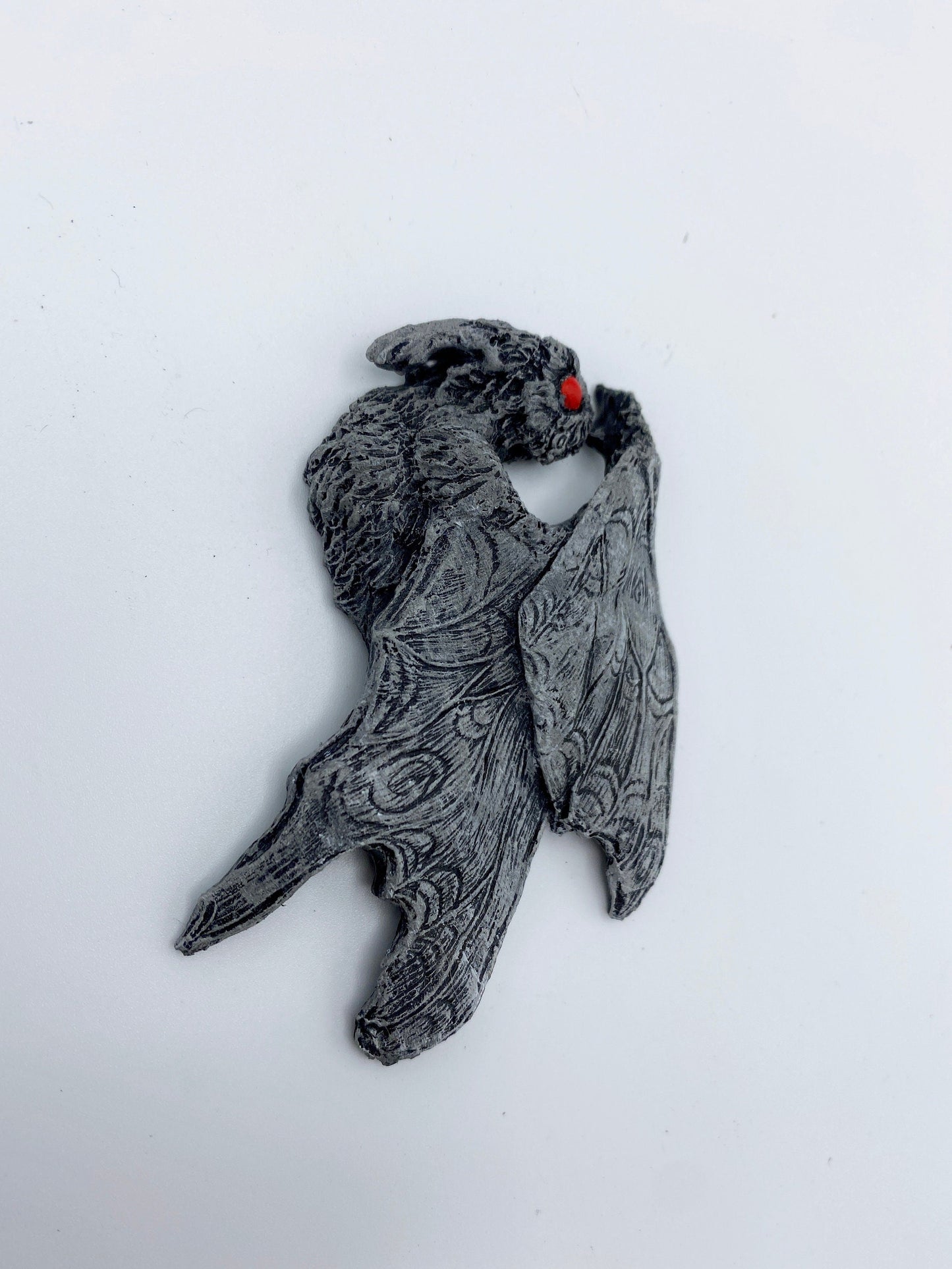Mothman Magnet, Hand Painted Resin Sculpture | Cryptid Fantasy Decor | Moth Man Magnet for Horror and Gothic Decor