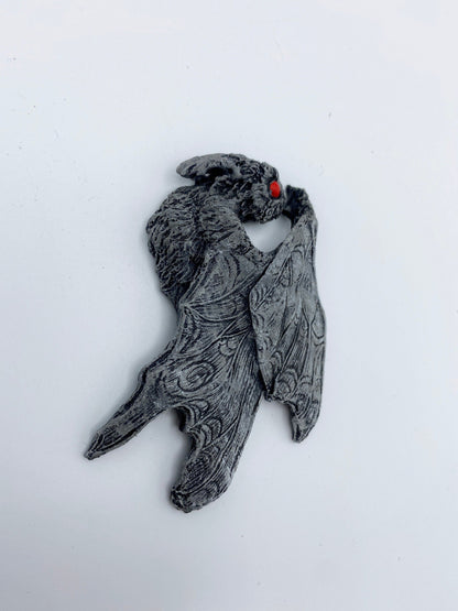 Mothman Magnet, Hand Painted Resin Sculpture | Cryptid Fantasy Decor | Moth Man Magnet for Horror and Gothic Decor