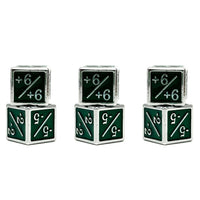 1/+1 & -1/-1 D6 Green Pack of 6 CCG Metal Dice
