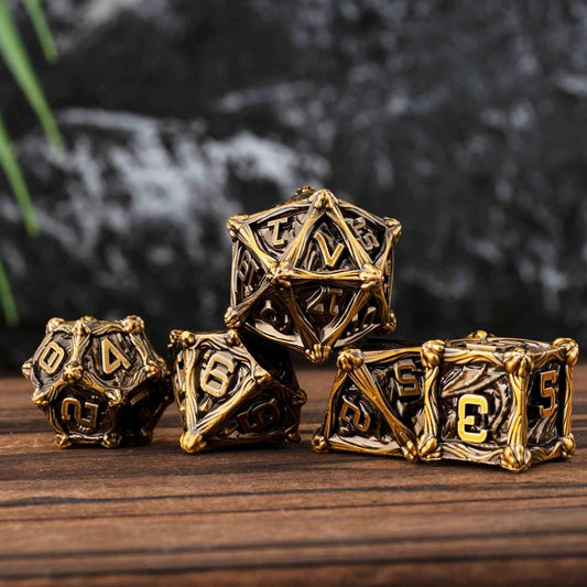 7 Dungeon Polyhedral Dragon Dice - Pterosaur Metal Solid RPG Dice Set