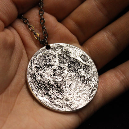 Silver Supermoon Necklace or Charm - Large 1.5"