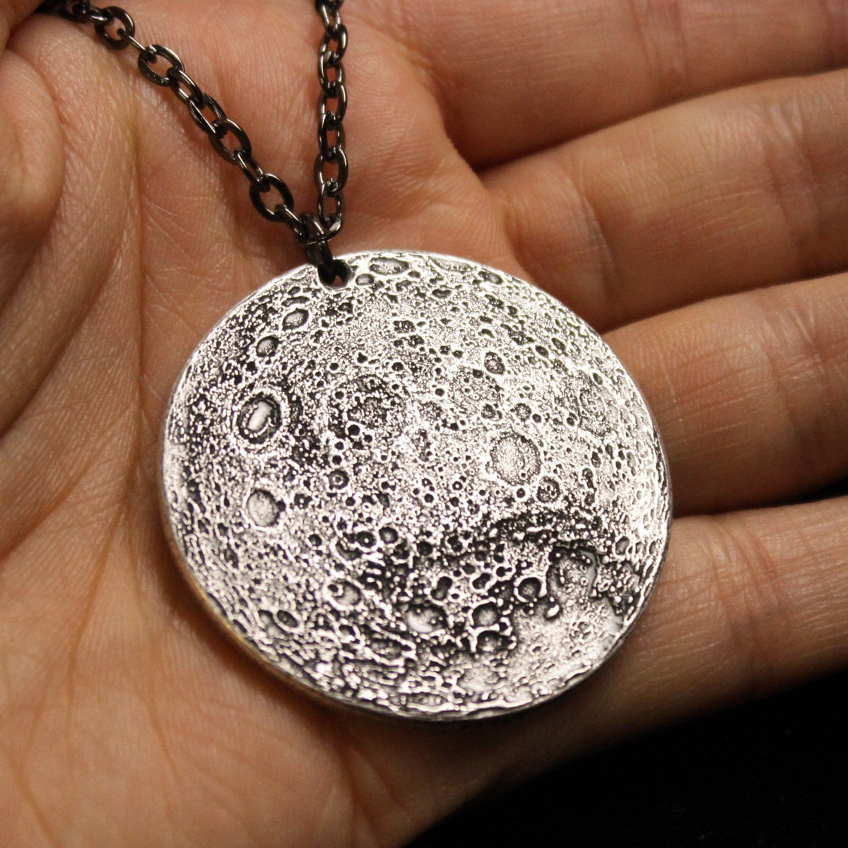Silver Supermoon Necklace or Charm - Large 1.5"