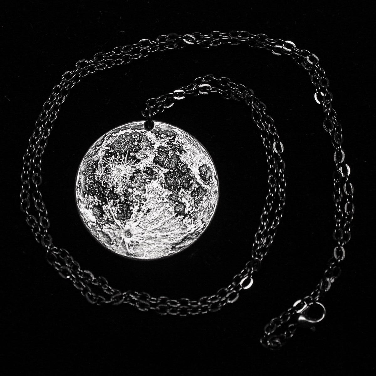 Silver Supermoon Necklace or Charm - Large 1.5"