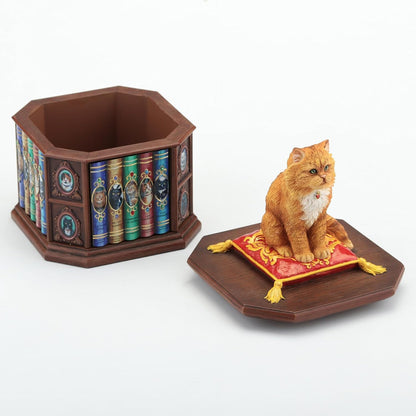Mad About Cats – Lisa Parker Cat & Bookshelf Polystone Jewelry Trinket Box