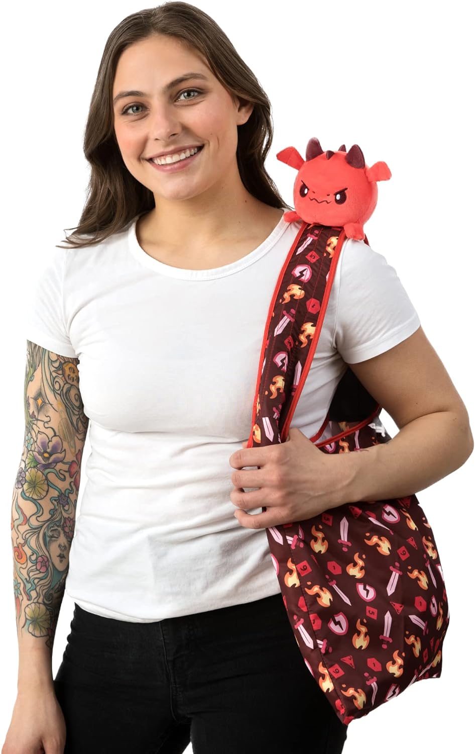 Red Dragon Plushie with Foldaway Tote Bag