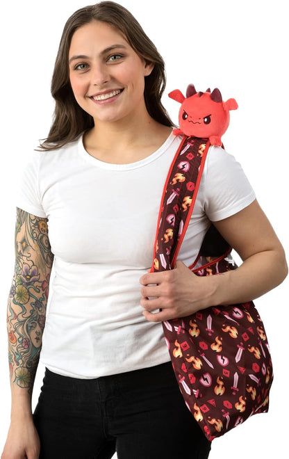 Red Dragon Plushie with Foldaway Tote Bag