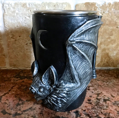 Vampire Bat Mug | Hand Sculpted Resin Gothic Art Mug with Stainless Steel Liner| Spooky Bat Mug, Halloween Gift and Gothic Home Decor