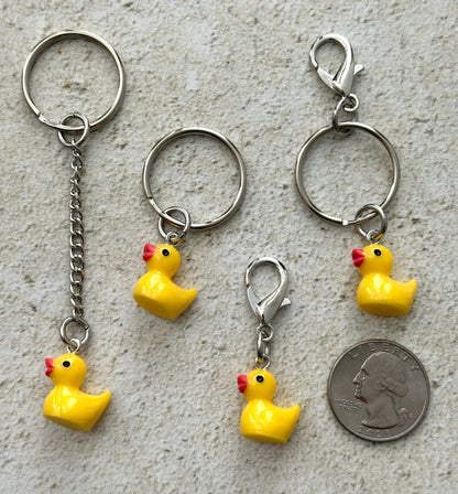 Yellow Rubber Duck Zipper Pull Bag Charm Keychain