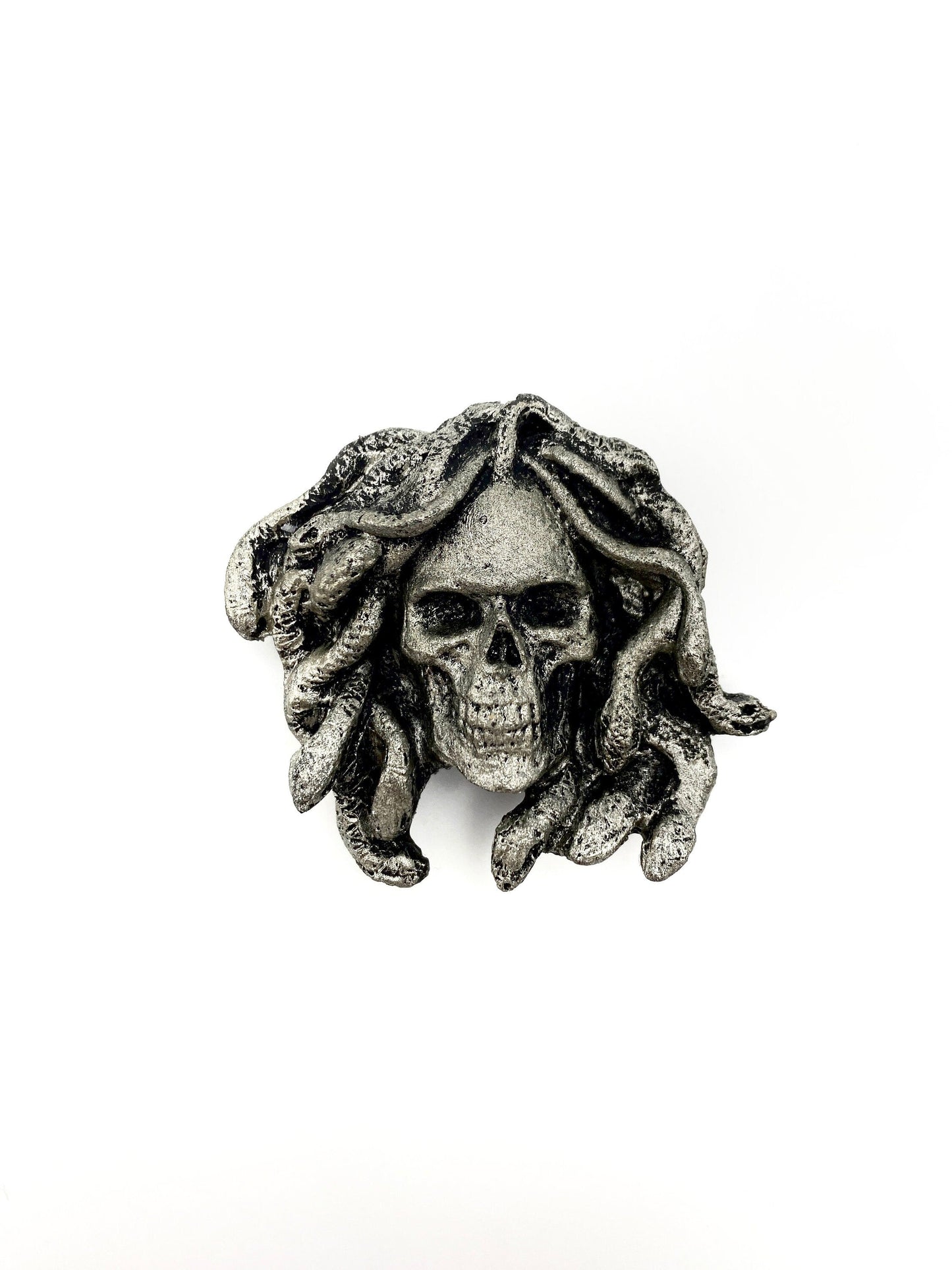 Medusa Skull Magnet, Hand Painted Resin Sculpture | Mythic Fantasy Decor | Medusa Skull Magnet for Fantasy and Gothic Decor