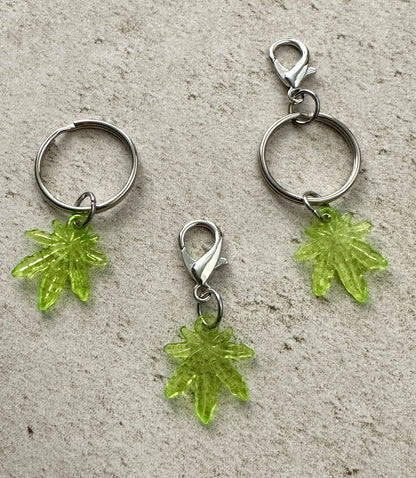 Cannabis Leaf Keychain, Weed Marijuana Stoner Bag Charm Keychain