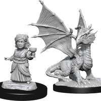 D&D: Nolzur's Marvelous Miniatures - Silver Dragon Wyrmling & Female Halfling