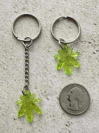 Cannabis Leaf Keychain, Weed Marijuana Stoner Bag Charm Keychain