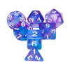 Crystal Dream 7-Dice Set Purple/Blue w/White Numbers Stained Glass Dnd Dice Set